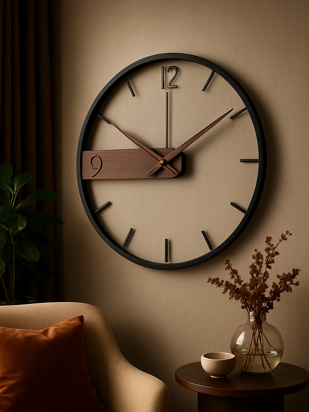 ساعت دیواری چوب و فلز کد 249