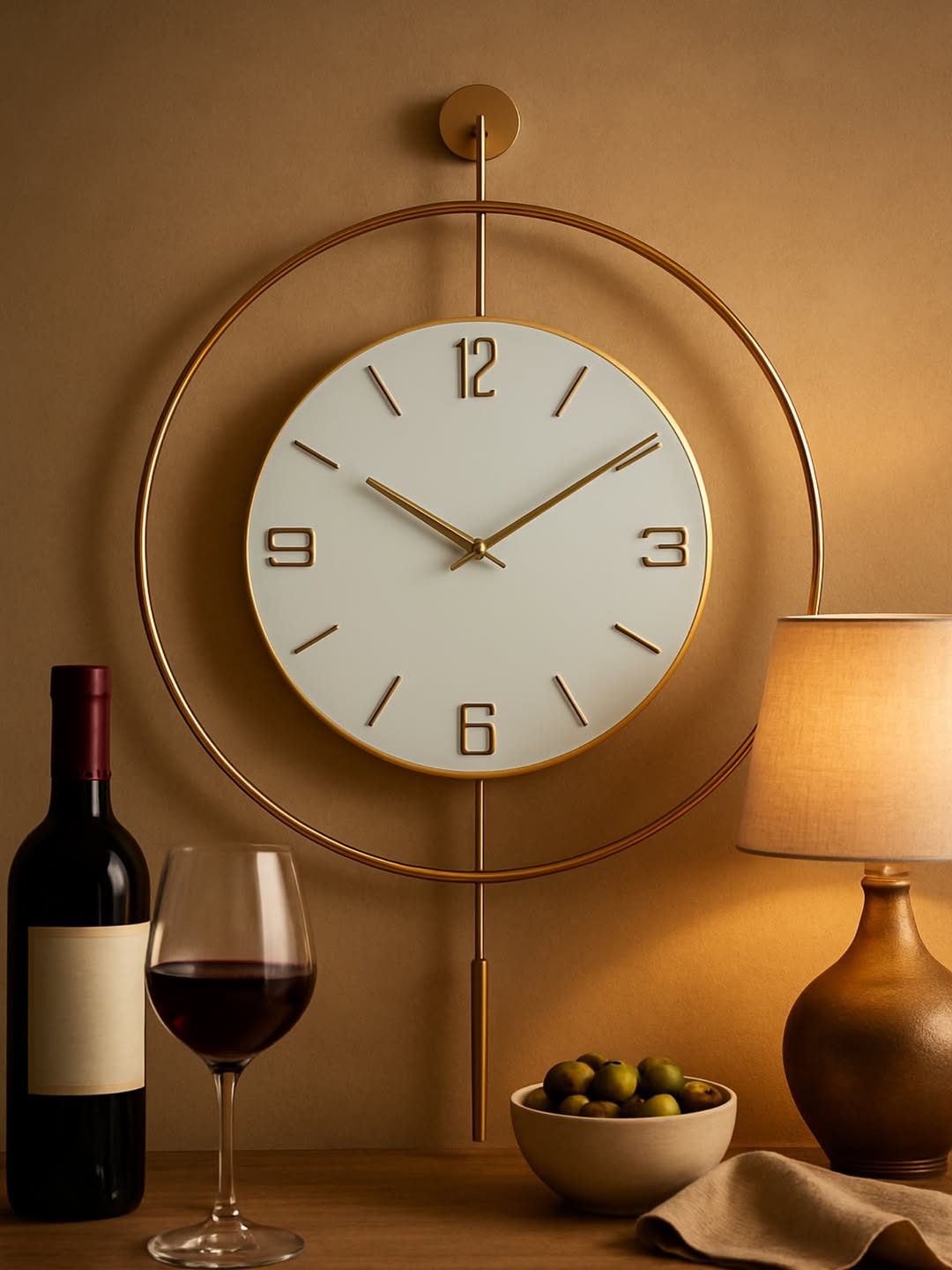 ساعت دیواری فلز و پلکسی گرد ۵۰ سانتی‌متری با نور مخفی و پاندول