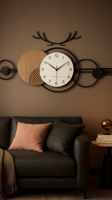 ساعت دیواری مینیمال طرح شاخ گوزن