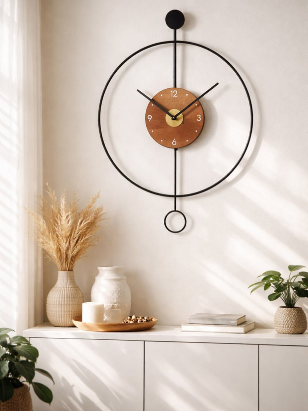 ساعت دیواری چوب و فلز کد 220